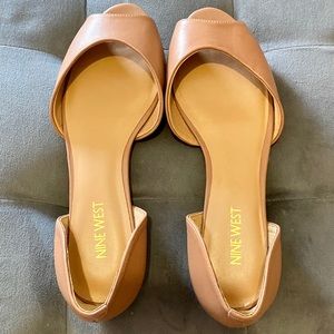 Nine West Nude Byteme Peep Toe Flats 7